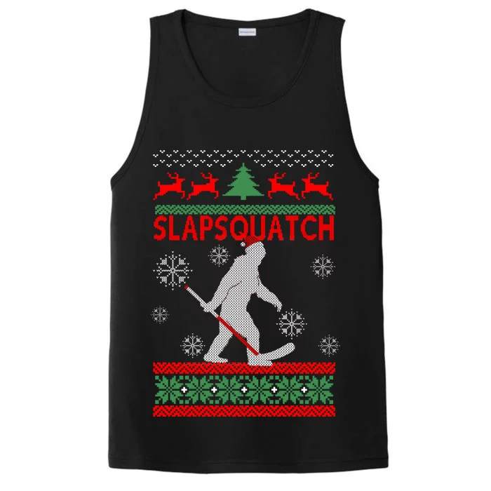 Ugly Christmas Sweater Hockey Sasquatch Performance Tank