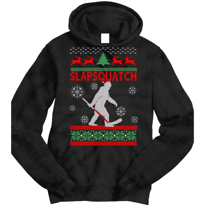 Ugly Christmas Sweater Hockey Sasquatch Tie Dye Hoodie