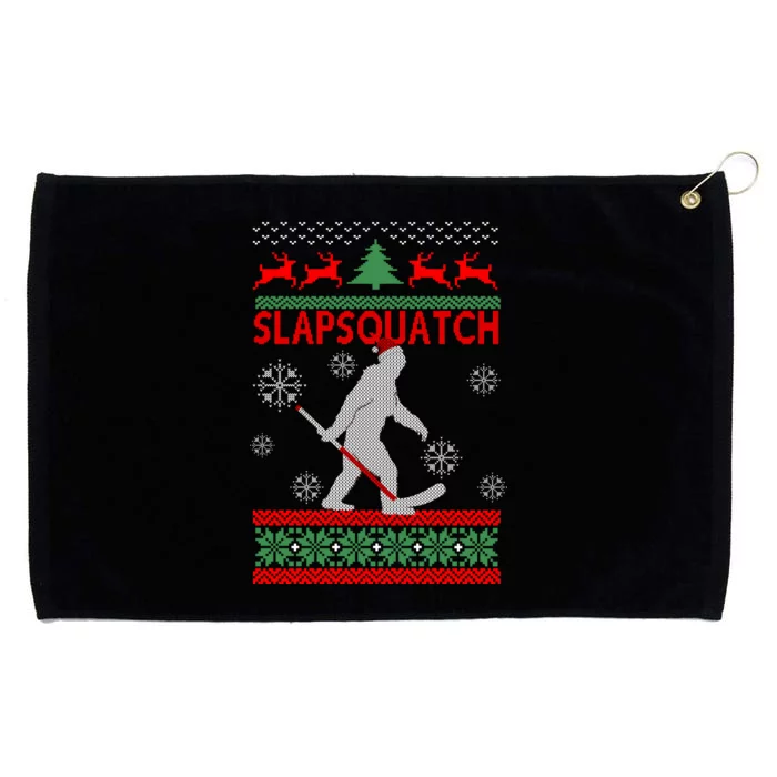 Ugly Christmas Sweater Hockey Sasquatch Grommeted Golf Towel