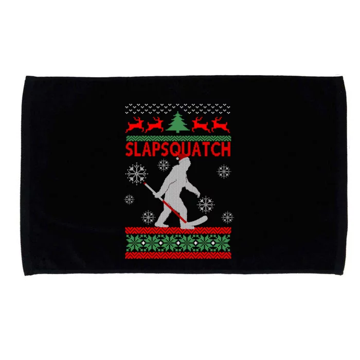 Ugly Christmas Sweater Hockey Sasquatch Microfiber Hand Towel