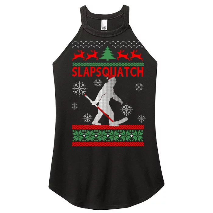 Ugly Christmas Sweater Hockey Sasquatch Women’s Perfect Tri Rocker Tank