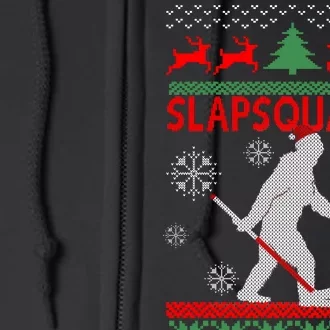 Ugly Christmas Sweater Hockey Sasquatch Full Zip Hoodie