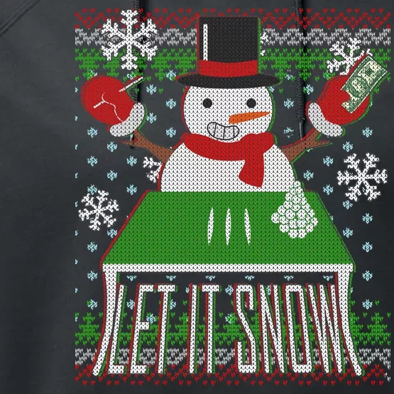 Ugly Christmas Sweater Let It Snow Frosty Snowman On Drugs Performance Fleece Hoodie