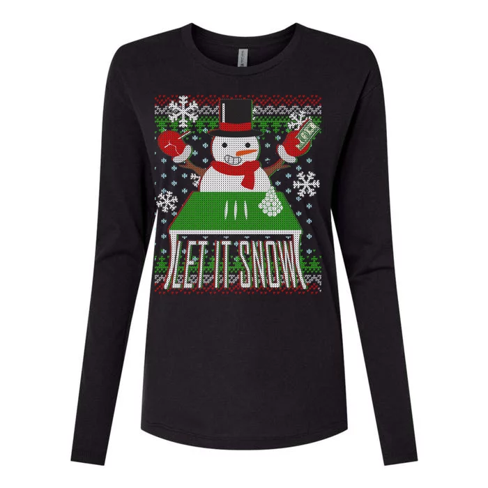 Ugly Christmas Sweater Let It Snow Frosty Snowman On Drugs Womens Cotton Relaxed Long Sleeve T-Shirt