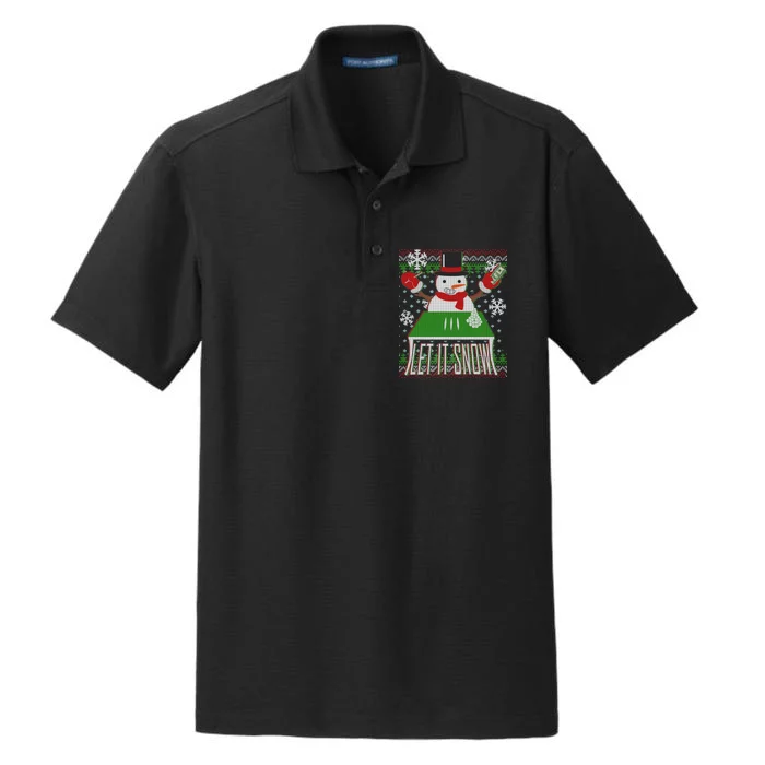 Ugly Christmas Sweater Let It Snow Frosty Snowman On Drugs Dry Zone Grid Performance Polo