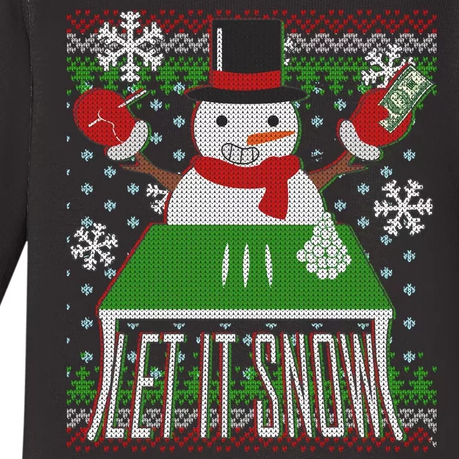 Ugly Christmas Sweater Let It Snow Frosty Snowman On Drugs Baby Long Sleeve Bodysuit