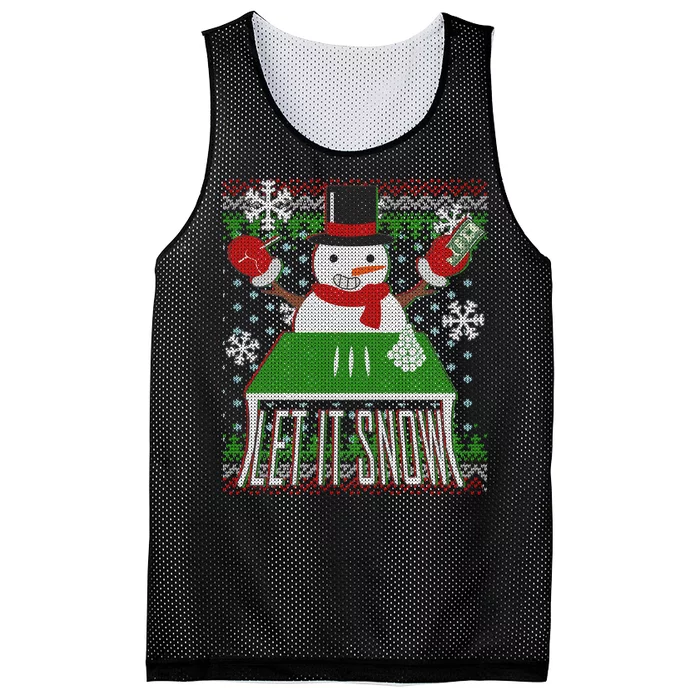 Ugly Christmas Sweater Let It Snow Frosty Snowman On Drugs Mesh Reversible Basketball Jersey Tank