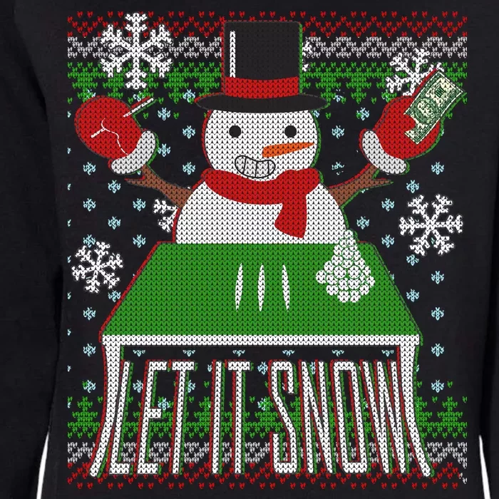 Ugly Christmas Sweater Let It Snow Frosty Snowman On Drugs Womens California Wash Sweatshirt