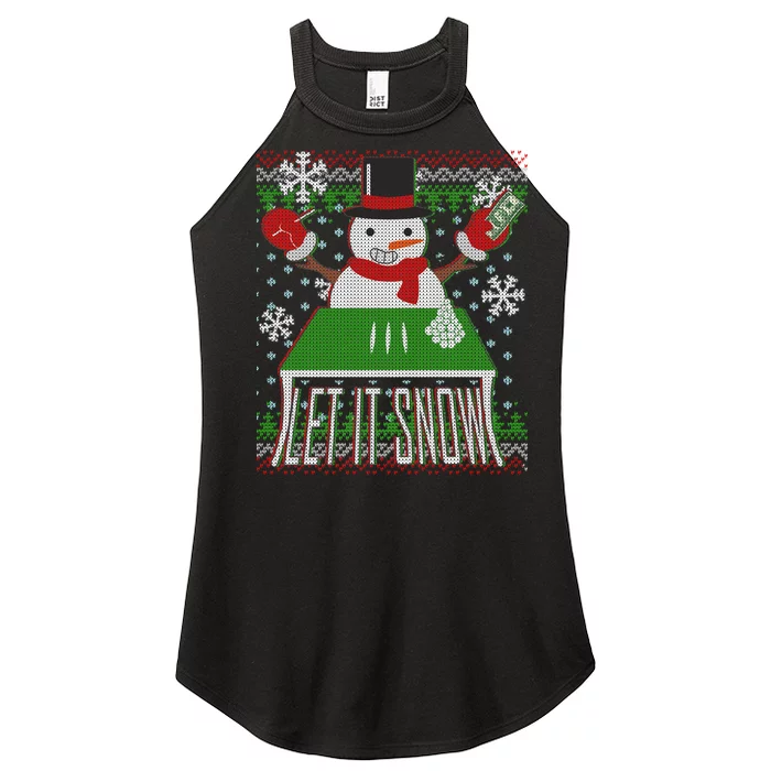 Ugly Christmas Sweater Let It Snow Frosty Snowman On Drugs Women’s Perfect Tri Rocker Tank