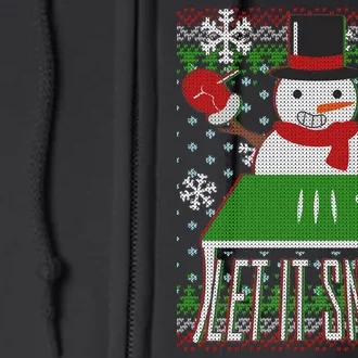 Ugly Christmas Sweater Let It Snow Frosty Snowman On Drugs Full Zip Hoodie