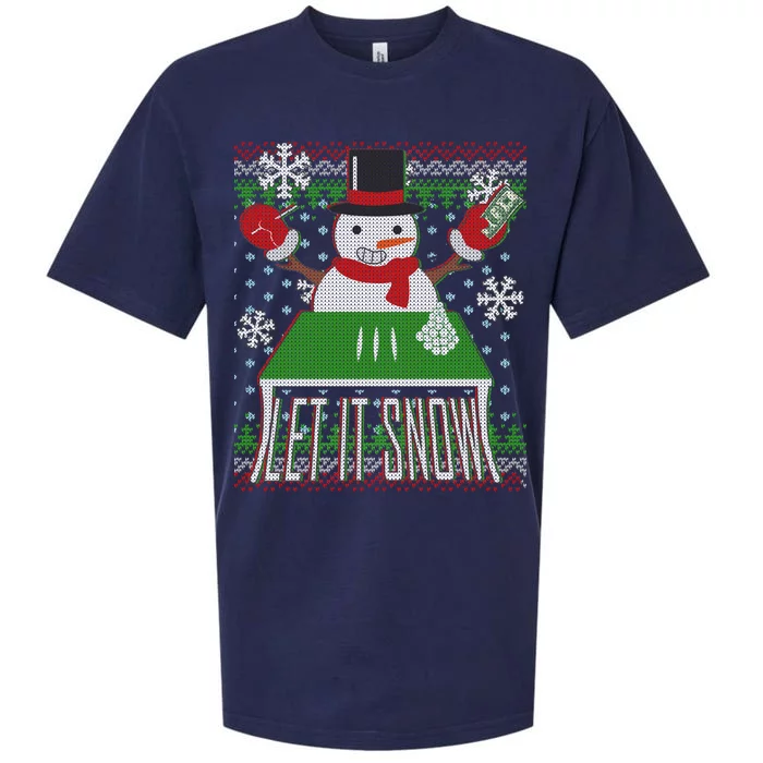 Ugly Christmas Sweater Let It Snow Frosty Snowman On Drugs Sueded Cloud Jersey T-Shirt