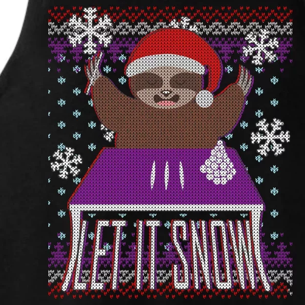 Ugly Christmas Sweater Let It Snow Sloth On Drugs Ladies Tri-Blend Wicking Tank