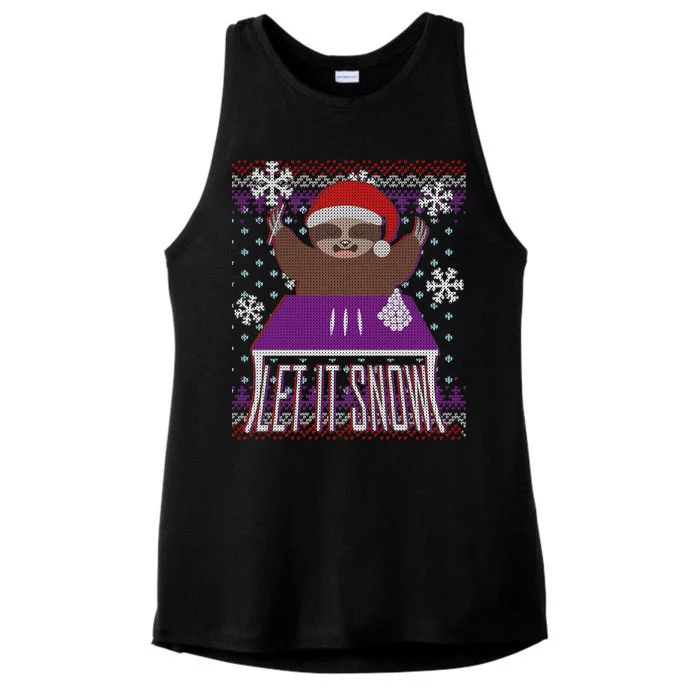 Ugly Christmas Sweater Let It Snow Sloth On Drugs Ladies Tri-Blend Wicking Tank