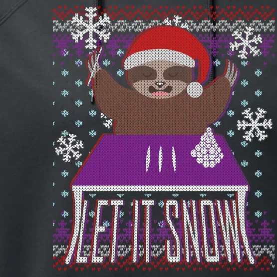 Ugly Christmas Sweater Let It Snow Sloth On Drugs Performance Fleece Hoodie