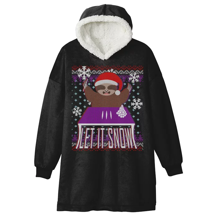 Ugly Christmas Sweater Let It Snow Sloth On Drugs Hooded Wearable Blanket