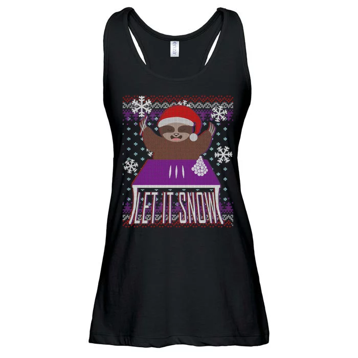 Ugly Christmas Sweater Let It Snow Sloth On Drugs Ladies Essential Flowy Tank