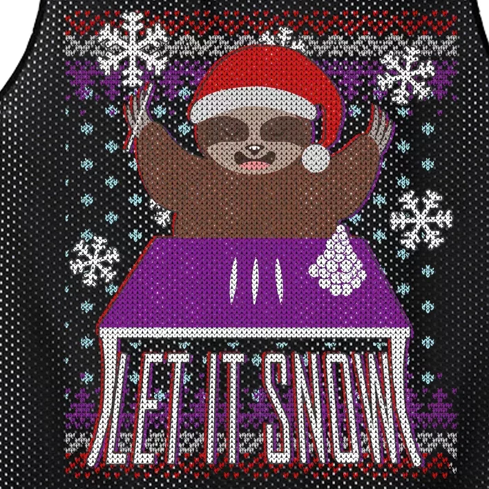 Ugly Christmas Sweater Let It Snow Sloth On Drugs Mesh Reversible Basketball Jersey Tank