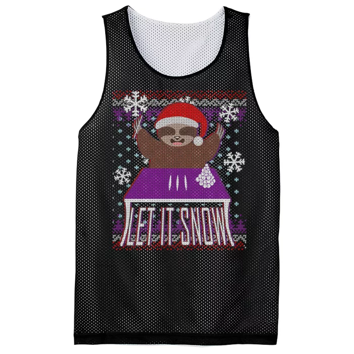 Ugly Christmas Sweater Let It Snow Sloth On Drugs Mesh Reversible Basketball Jersey Tank