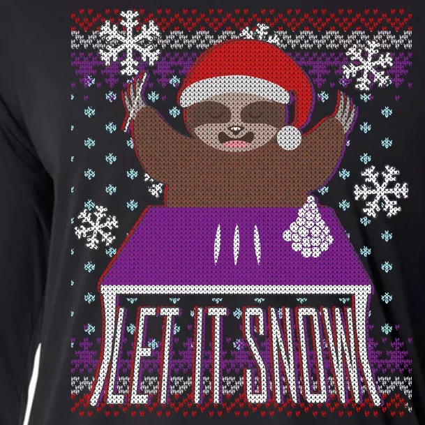 Ugly Christmas Sweater Let It Snow Sloth On Drugs Cooling Performance Long Sleeve Crew