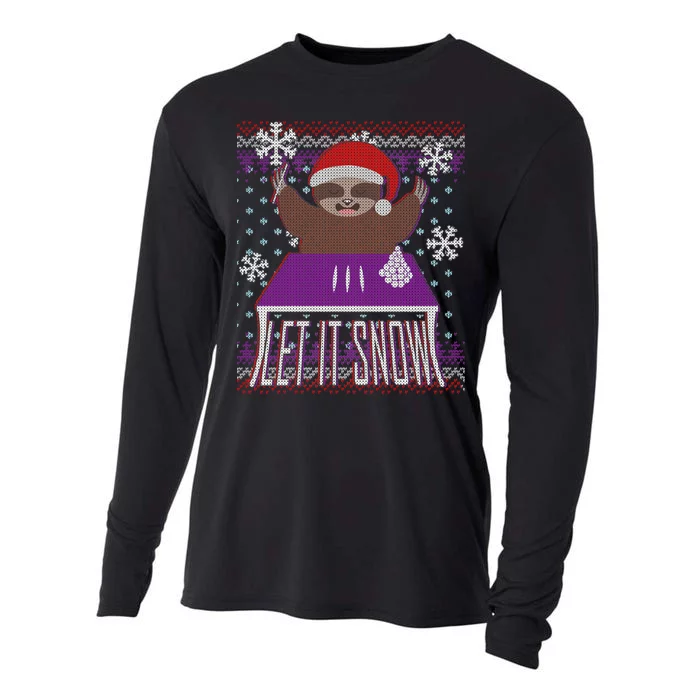 Ugly Christmas Sweater Let It Snow Sloth On Drugs Cooling Performance Long Sleeve Crew