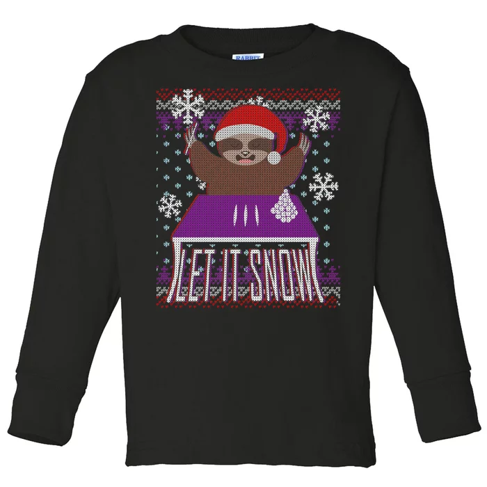 Ugly Christmas Sweater Let It Snow Sloth On Drugs Toddler Long Sleeve Shirt