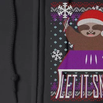 Ugly Christmas Sweater Let It Snow Sloth On Drugs Full Zip Hoodie