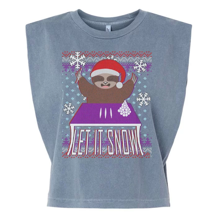 Ugly Christmas Sweater Let It Snow Sloth On Drugs Garment-Dyed Women's Muscle Tee