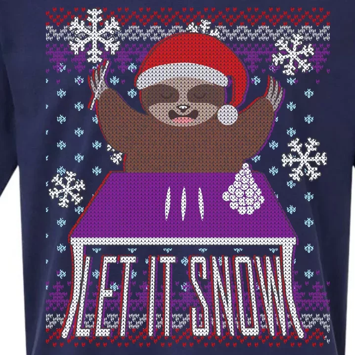 Ugly Christmas Sweater Let It Snow Sloth On Drugs Sueded Cloud Jersey T-Shirt