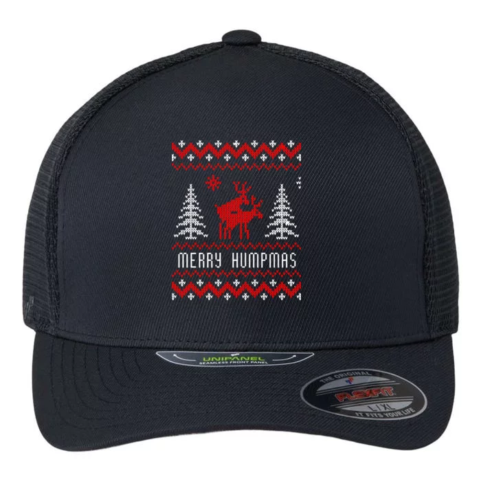 Ugly Christmas Sweater Merry Humpmas Reindeer Flexfit Unipanel Trucker Cap