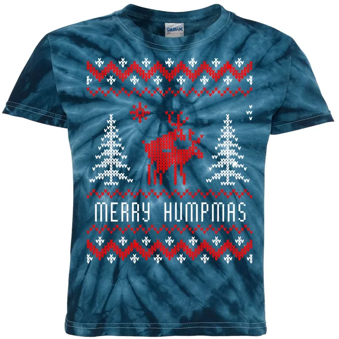 Ugly Christmas Sweater Merry Humpmas Reindeer Kids Tie-Dye T-Shirt