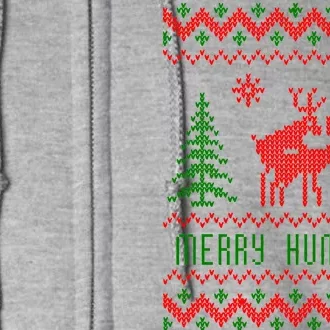 Ugly Christmas Sweater Merry Humpmas Reindeer Full Zip Hoodie