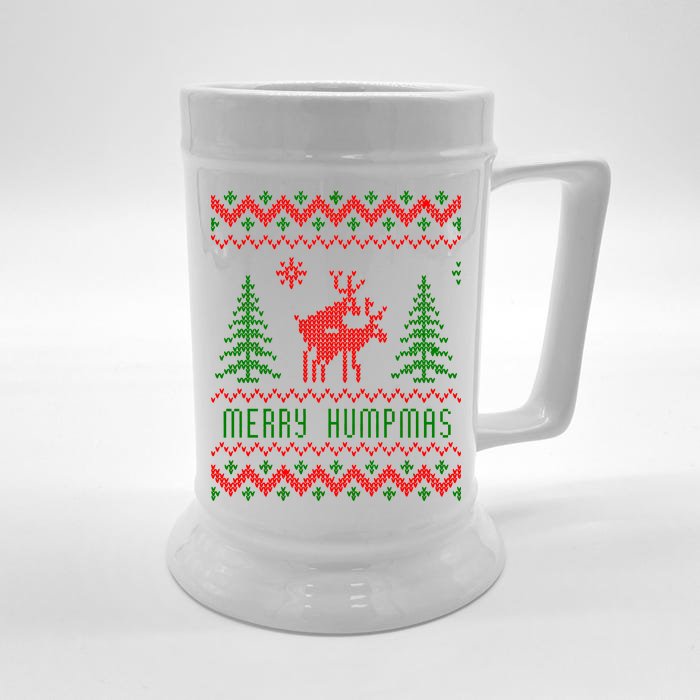 Ugly Christmas Sweater Merry Humpmas Reindeer Front & Back Beer Stein