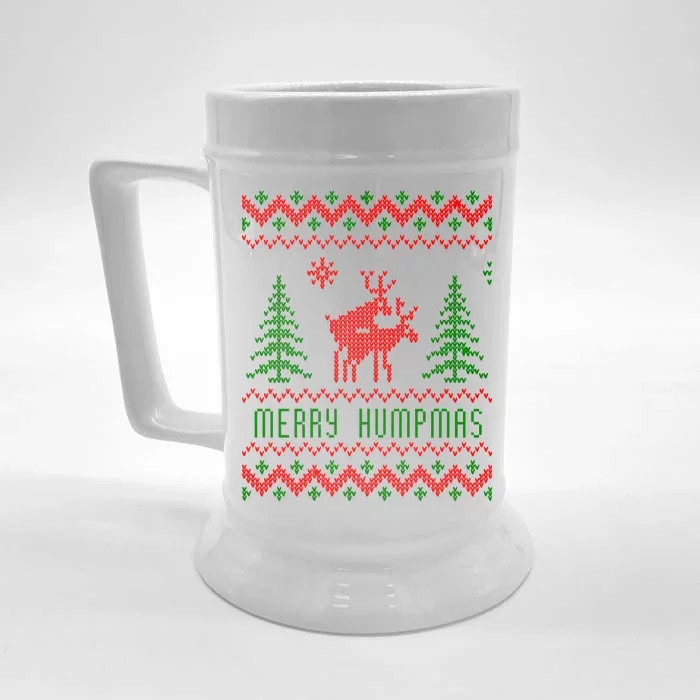 Ugly Christmas Sweater Merry Humpmas Reindeer Front & Back Beer Stein