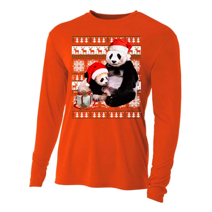 Ugly Christmas Sweater Panda Bears Cooling Performance Long Sleeve Crew