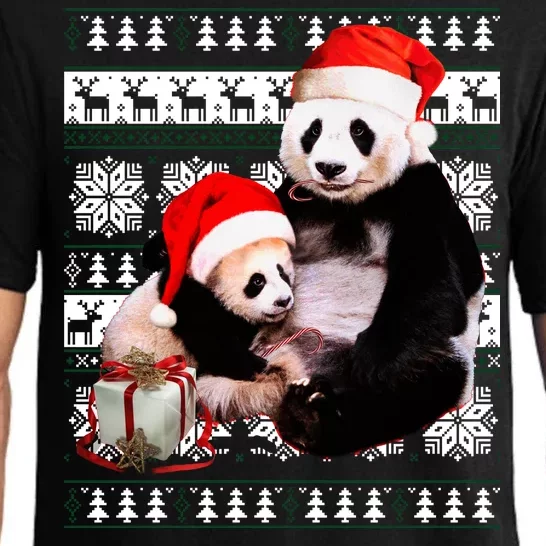 Ugly Christmas Sweater Panda Bears Pajama Set