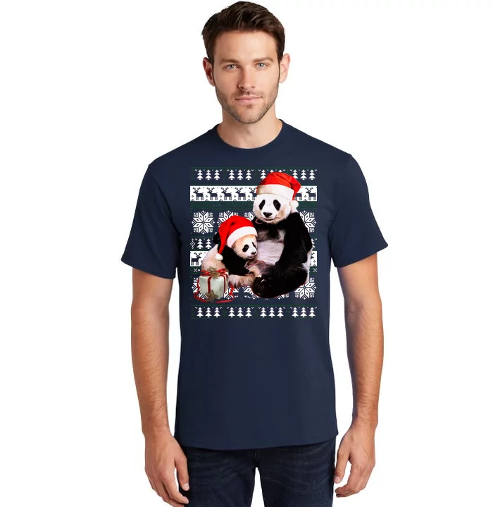 Ugly Christmas Sweater Panda Bears Tall T-Shirt