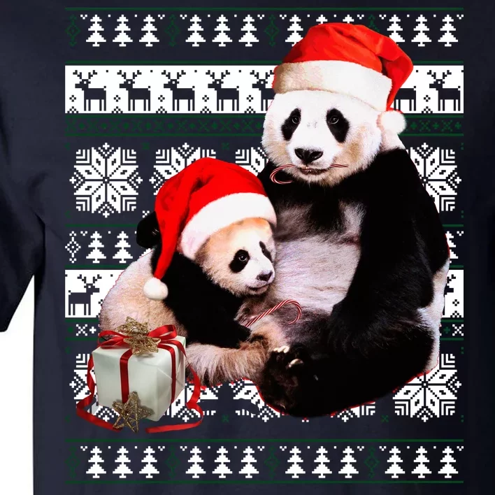 Ugly Christmas Sweater Panda Bears Tall T-Shirt