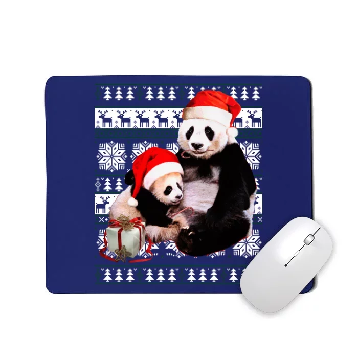 Ugly Christmas Sweater Panda Bears Mousepad