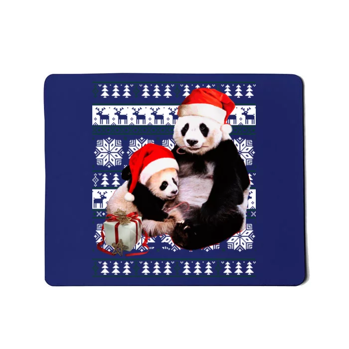 Ugly Christmas Sweater Panda Bears Mousepad