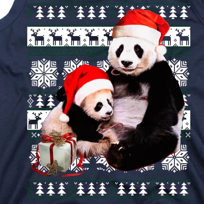 Ugly Christmas Sweater Panda Bears Tank Top