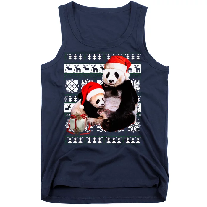 Ugly Christmas Sweater Panda Bears Tank Top