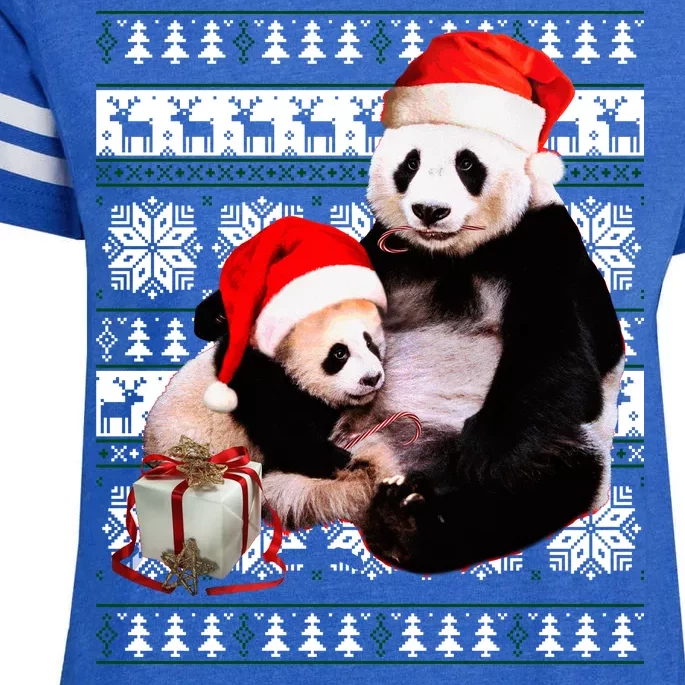 Ugly Christmas Sweater Panda Bears Enza Ladies Jersey Football T-Shirt