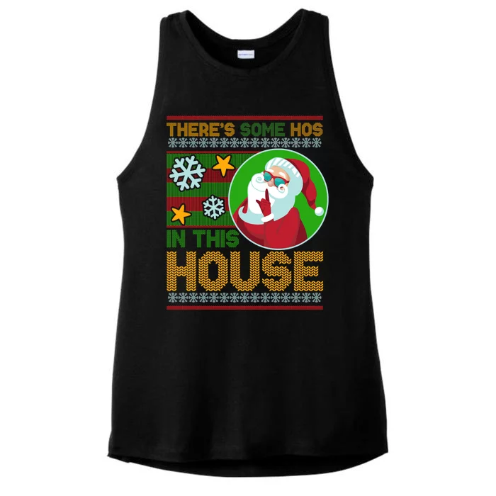 Ugly Christmas Sweater Santa Claus Hos In This House Ladies Tri-Blend Wicking Tank