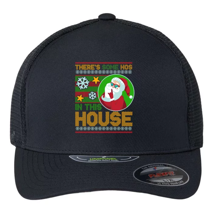 Ugly Christmas Sweater Santa Claus Hos In This House Flexfit Unipanel Trucker Cap