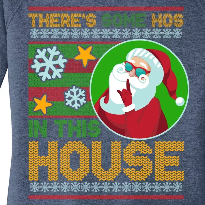 Ugly Christmas Sweater Santa Claus Hos In This House Women's Perfect Tri Tunic Long Sleeve Shirt