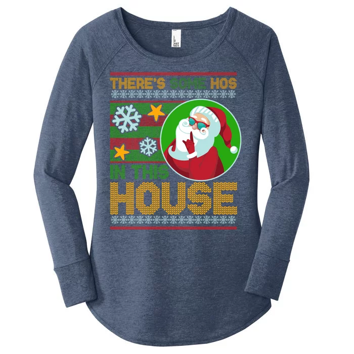 Ugly Christmas Sweater Santa Claus Hos In This House Women's Perfect Tri Tunic Long Sleeve Shirt