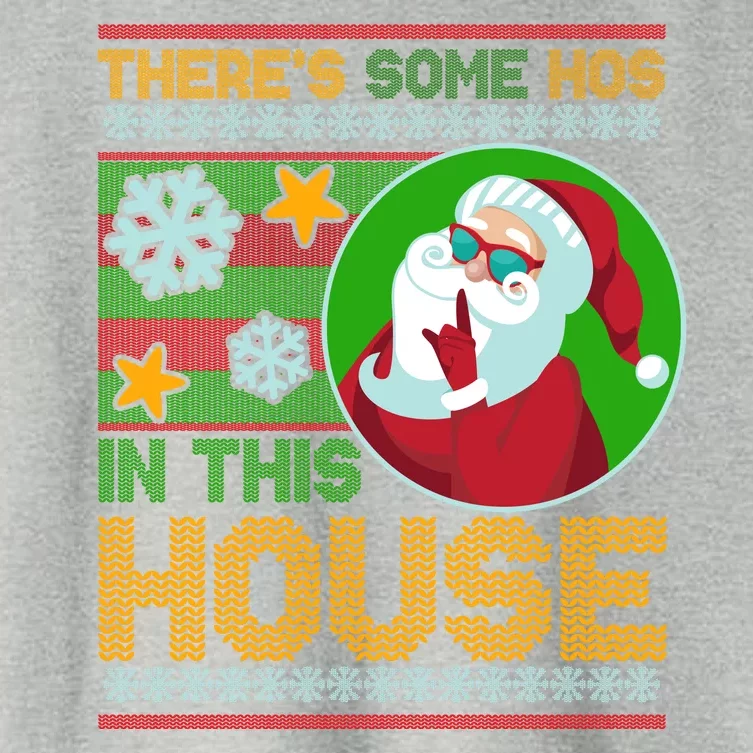 Ugly Christmas Sweater Santa Claus Hos In This House Women's Crop Top Tee