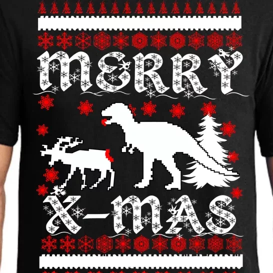 Ugly Christmas Sweater T-Rex Ate Reindeer Pajama Set