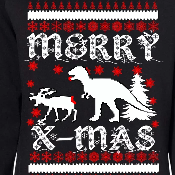 Ugly Christmas Sweater T-Rex Ate Reindeer Womens California Wash Sweatshirt