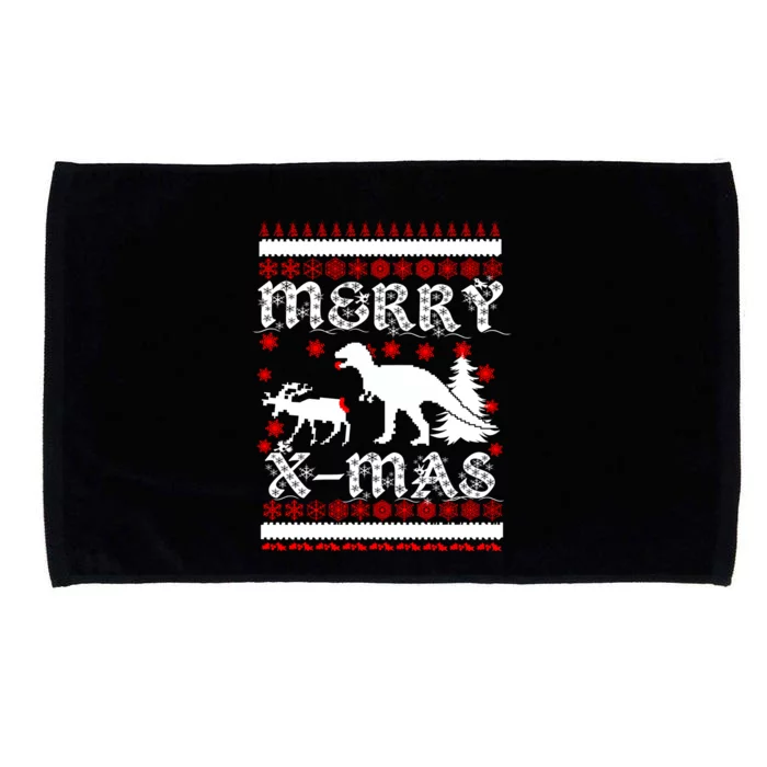 Ugly Christmas Sweater T-Rex Ate Reindeer Microfiber Hand Towel